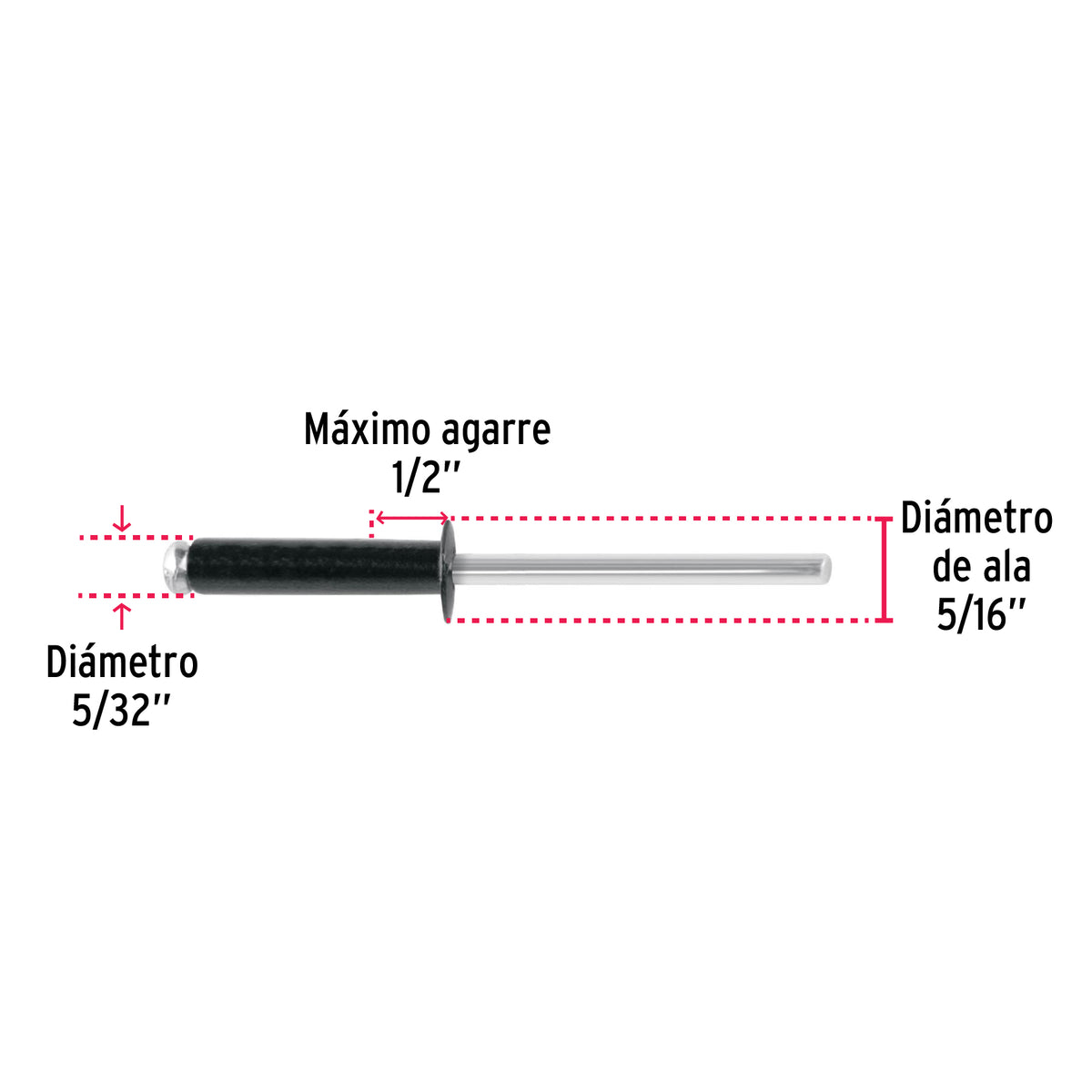 Bolsaremachesx1/2" negros de aluminio ala 5/32"