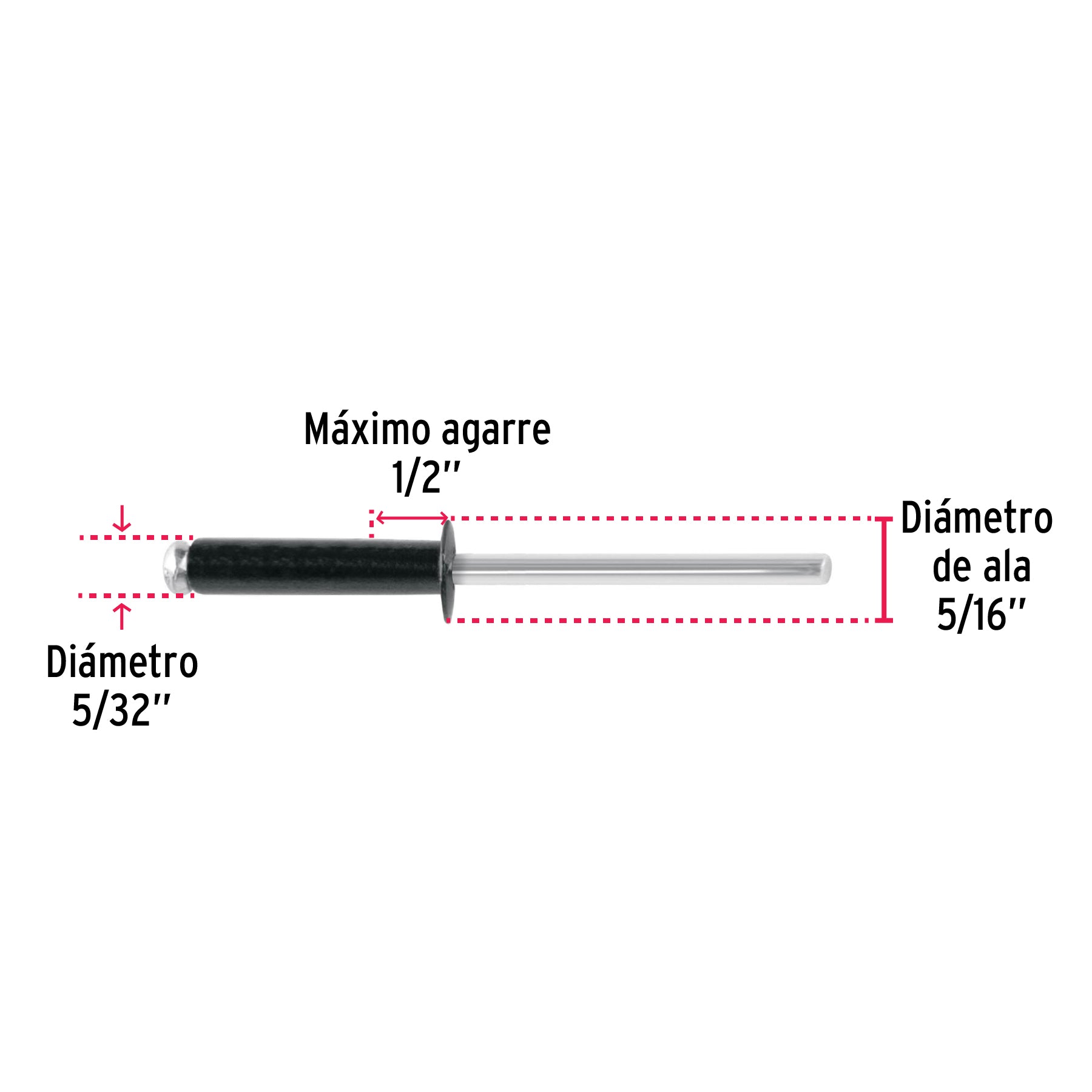 Bolsaremachesx1/2" negros de aluminio ala 5/32"