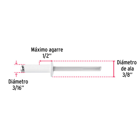Bolsaremachesx1/2" blancos de aluminio ala 3/16"