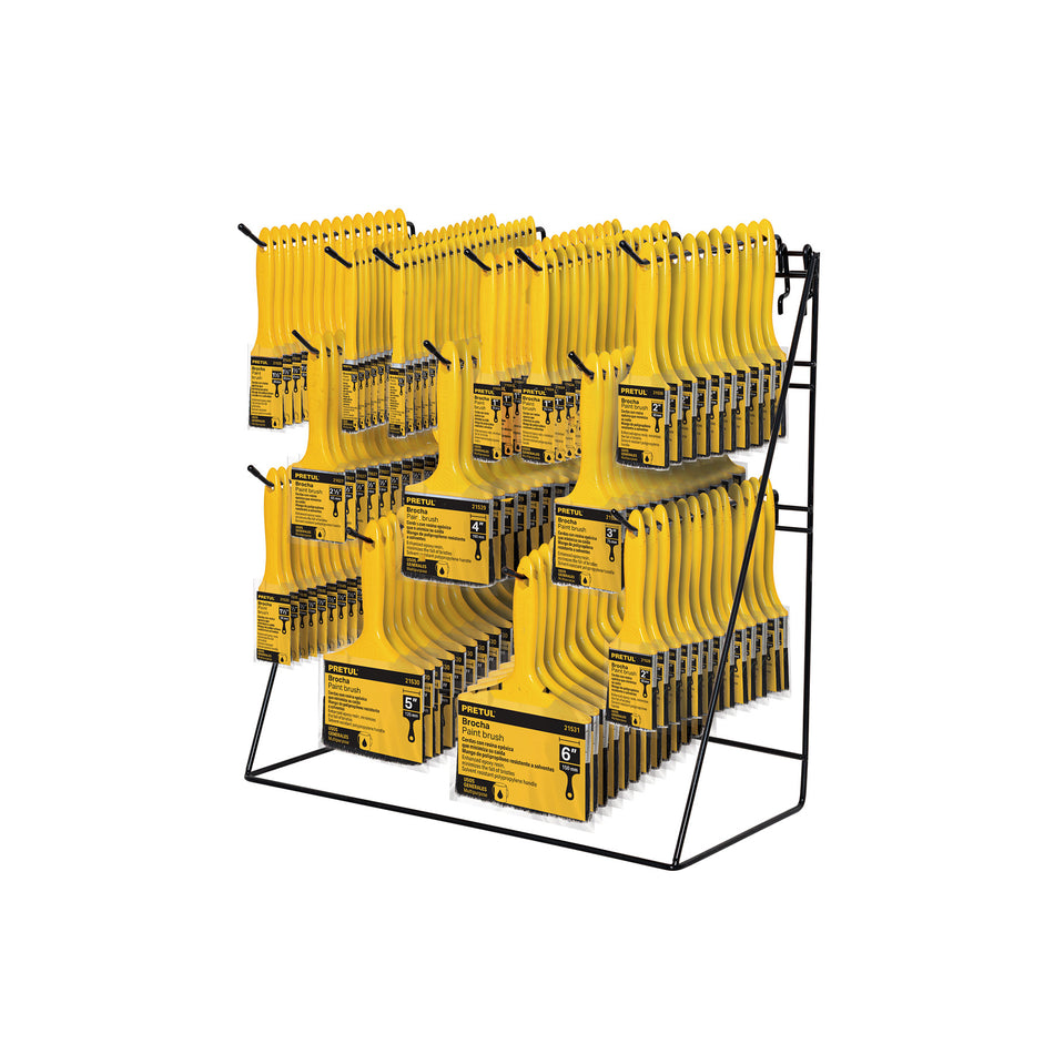 Exhibidor despachador con 156 brochas mango plastico Pretul