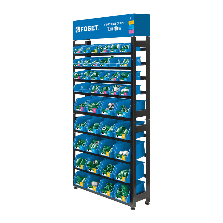 Rack con conexiones de PPR FOSET