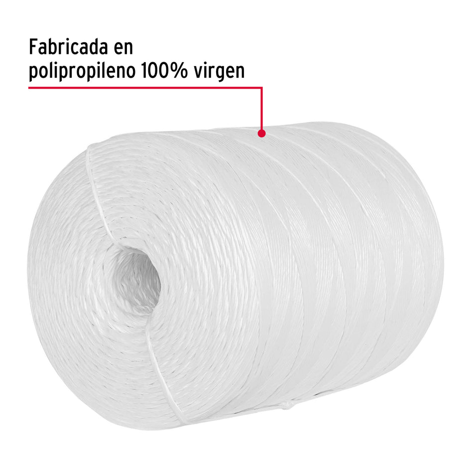 Rollo de rafia de 2045 m color blanco calibre 2.2 g/m