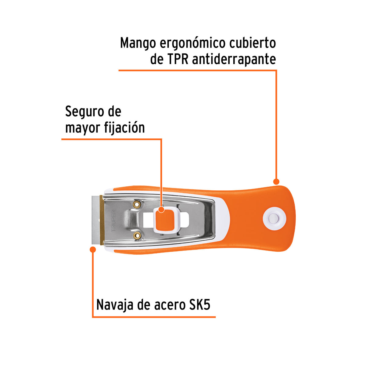 Raspador con cuchillas de 1-1/2', mango ergonómico, TRUPER