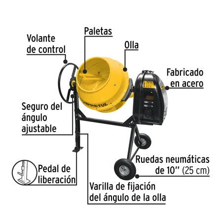 Revolvedora de concreto 1/2 saco uso ligero gasolina 160L