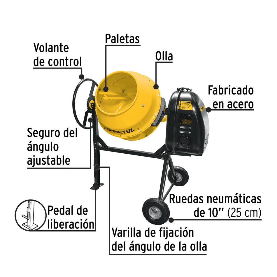 Revolvedora de concreto 1/2 saco uso ligero gasolina 160L