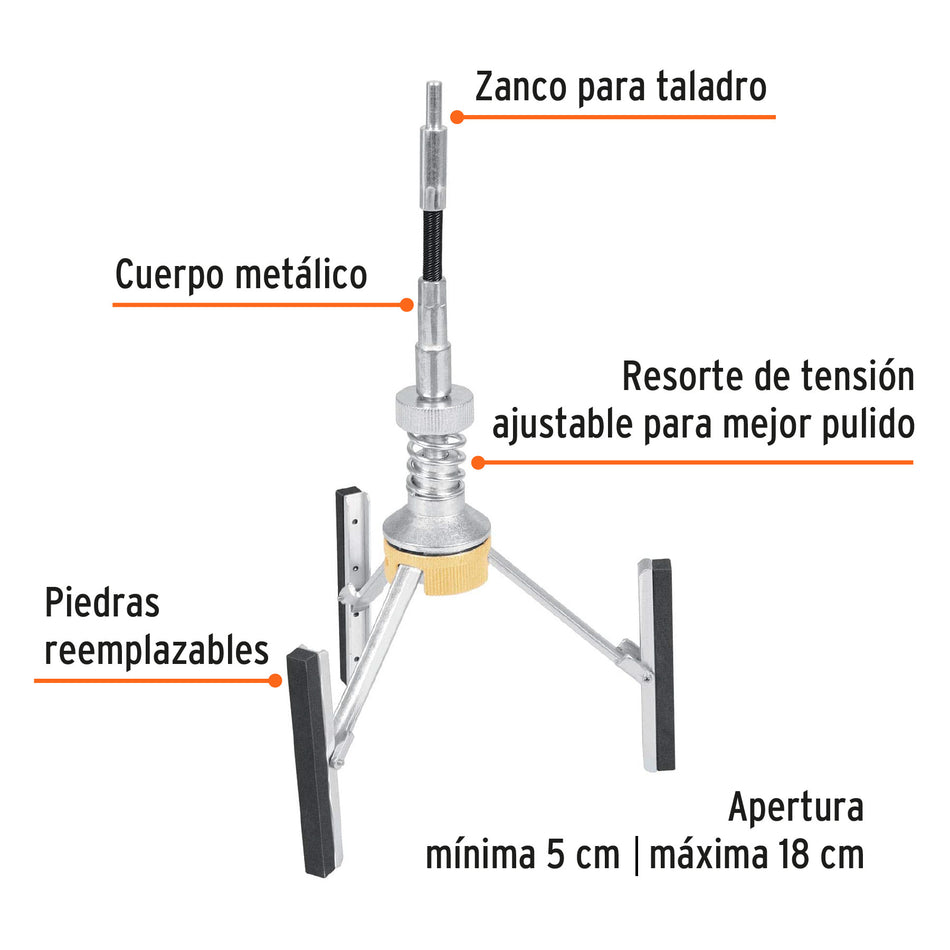 Bruñidora para cilindro de motor, 5 a 18 cm, Truper