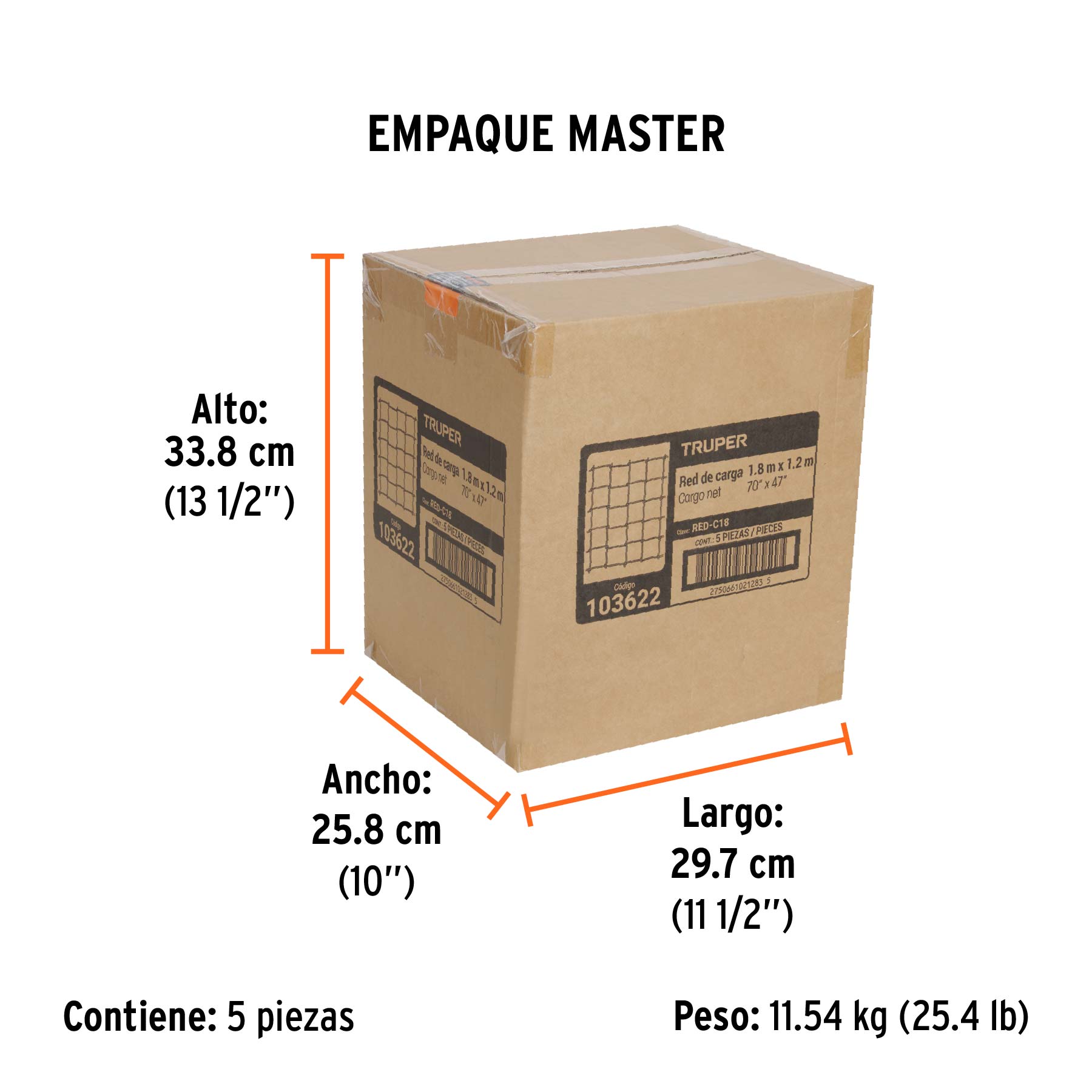 Red de carga 1.80 m x 1.20 m para camioneta 1.5 Ton Truper