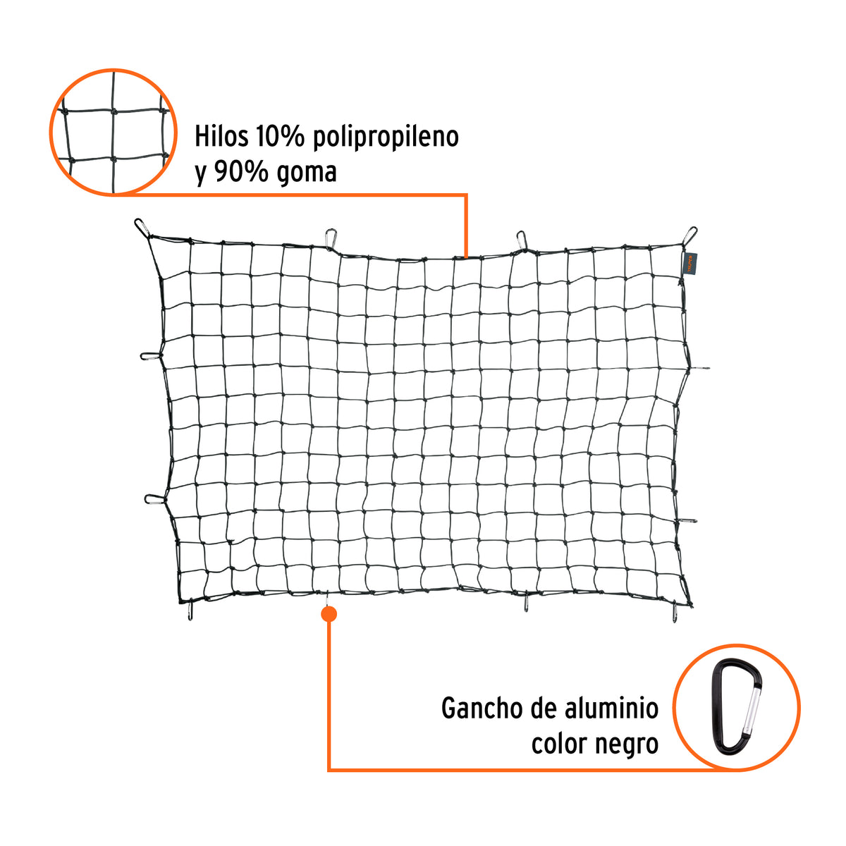 Red de carga 1.80 m x 1.20 m para camioneta 1.5 Ton Truper