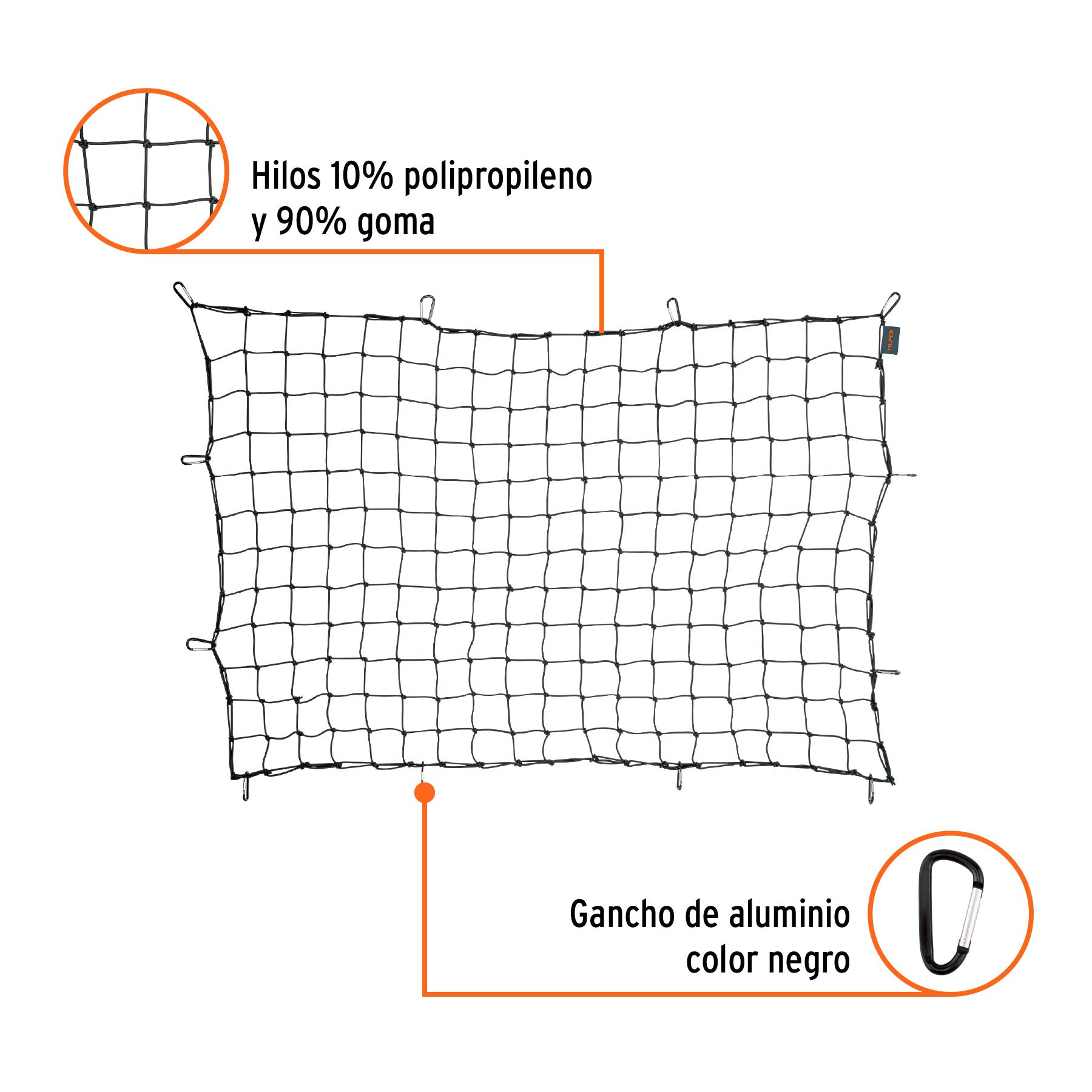 Red de carga 1.80 m x 1.20 m para camioneta 1.5 Ton Truper
