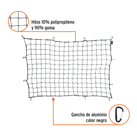 Red de carga 1.80 m x 1.20 m para camioneta 1.5 Ton Truper