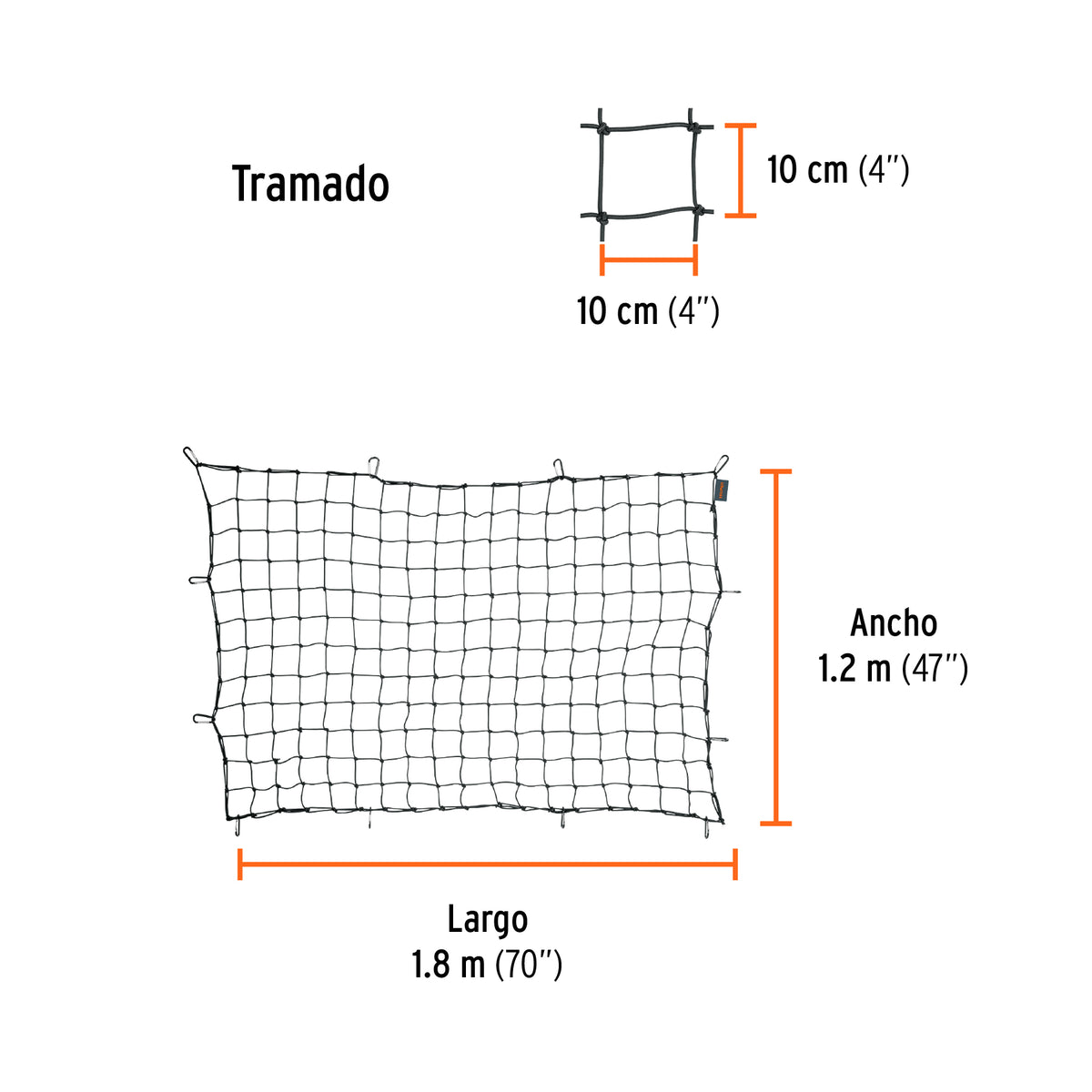 Red de carga 1.80 m x 1.20 m para camioneta 1.5 Ton Truper