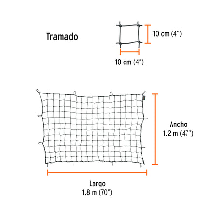 Red de carga 1.80 m x 1.20 m para camioneta 1.5 Ton Truper