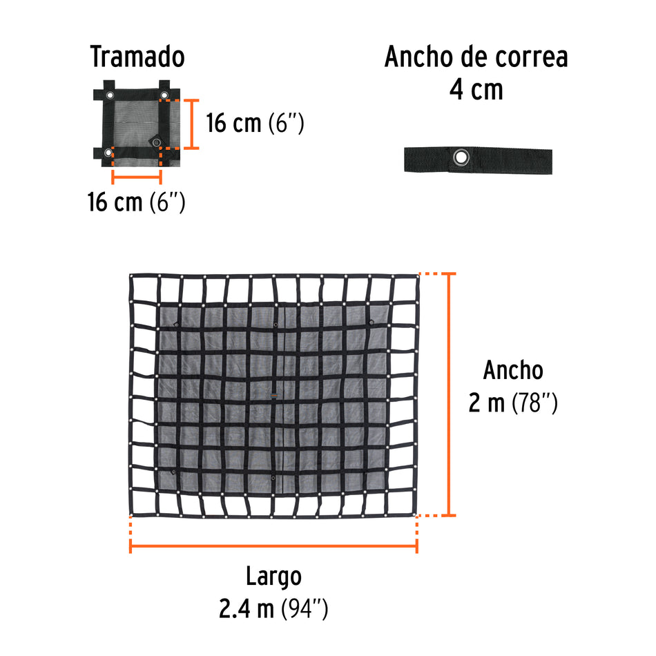 Red de carga 2.44 m x 2.05 m para camioneta 3.5 Ton TRUPER