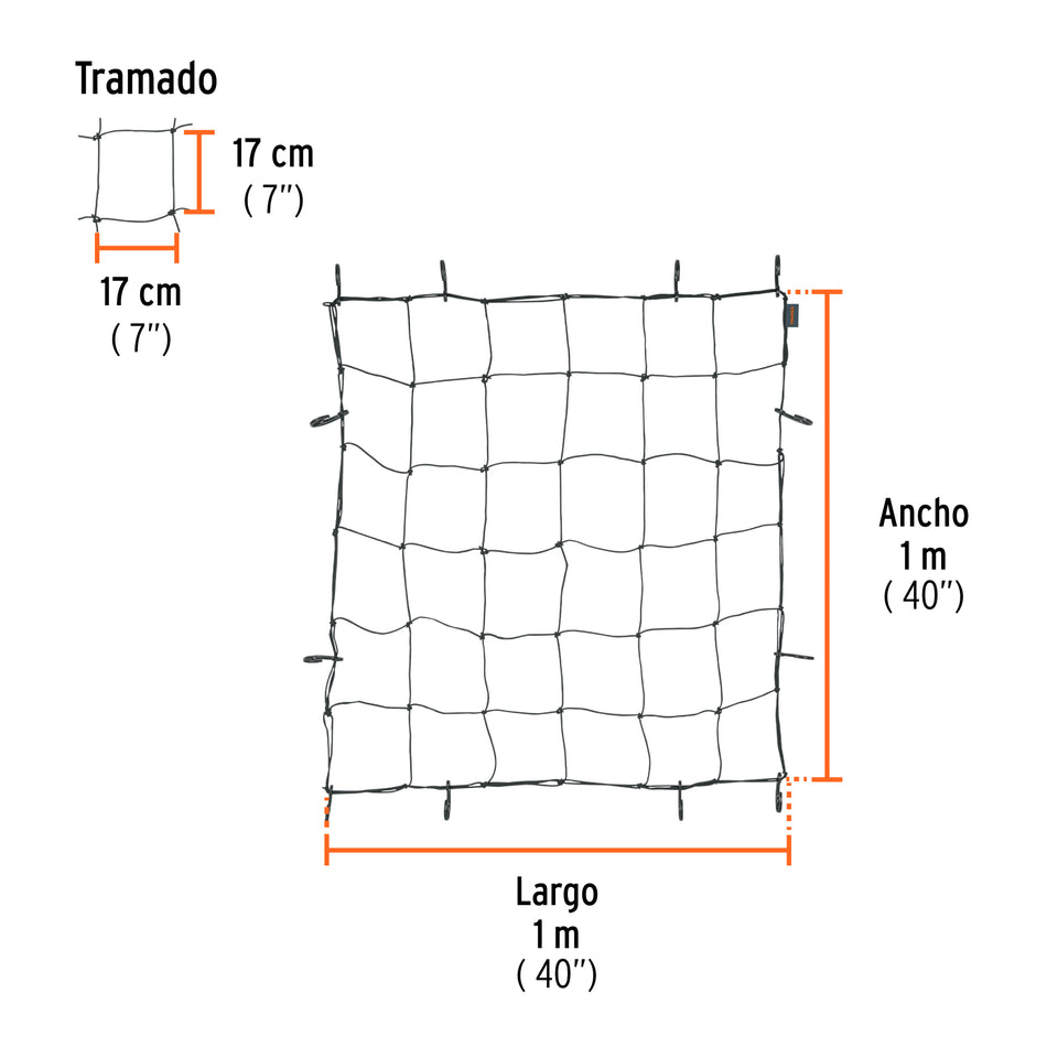 Red de carga porta equipaje de 1 m x 1 m TRUPER