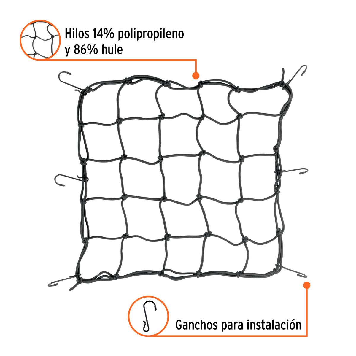 Red de carga 40 x 40 cm para motocicleta Truper