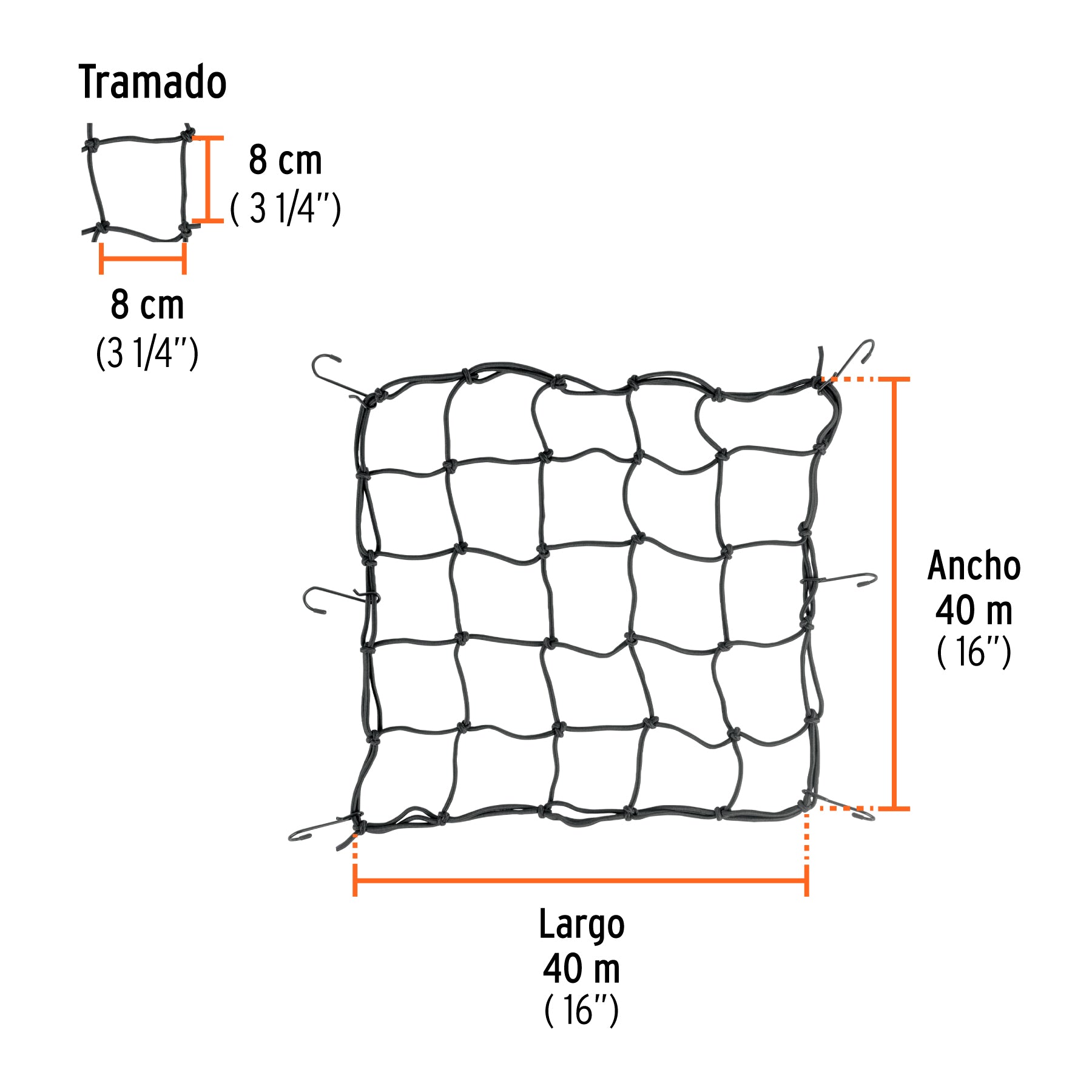 Red de carga 40 x 40 cm para motocicleta Truper