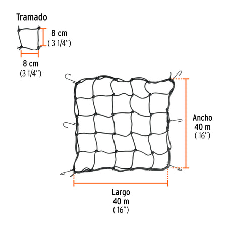 Red de carga 40 x 40 cm para motocicleta Truper