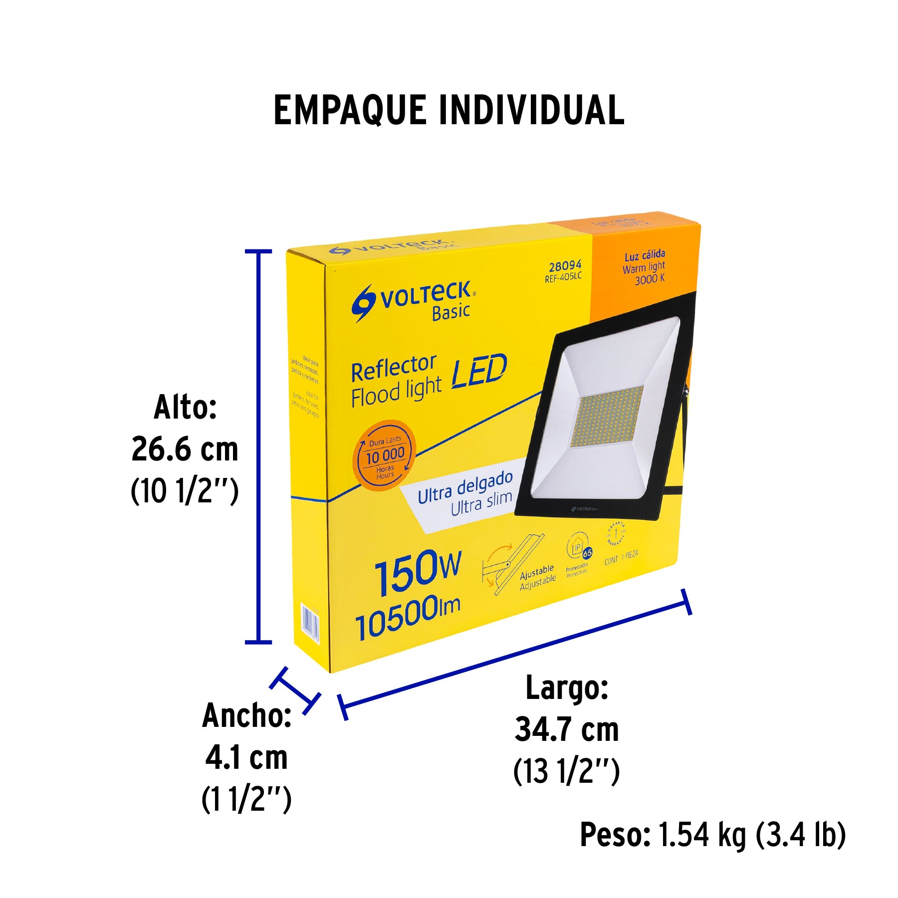 Reflector LED para exteriores 150W 3000K, VOLTECK BASIC