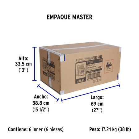 Reflector LED con panel solar 60W 6500K, VOLTECK