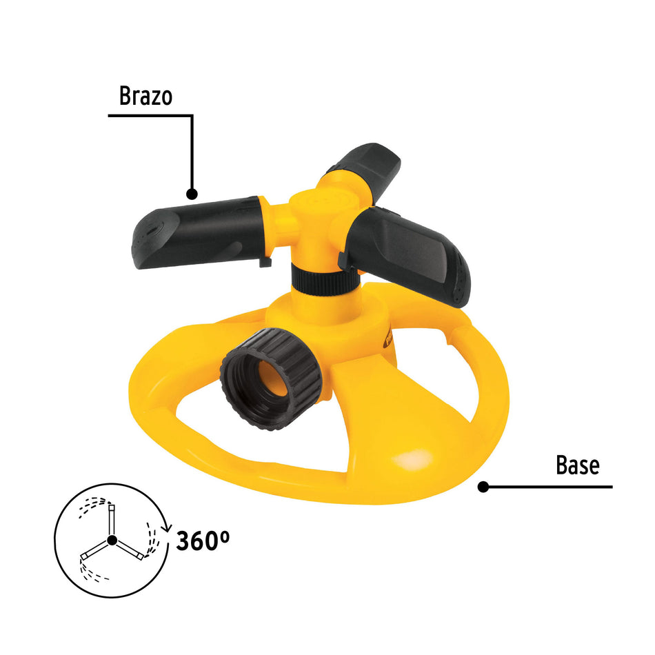 Aspersor giratorio 3 brazos, chorro fino, b/plástica, PRETUL