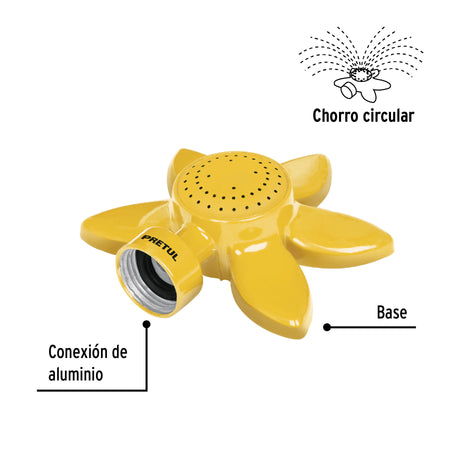 Aspersor base metálica circular, tipo flor, PRETUL
