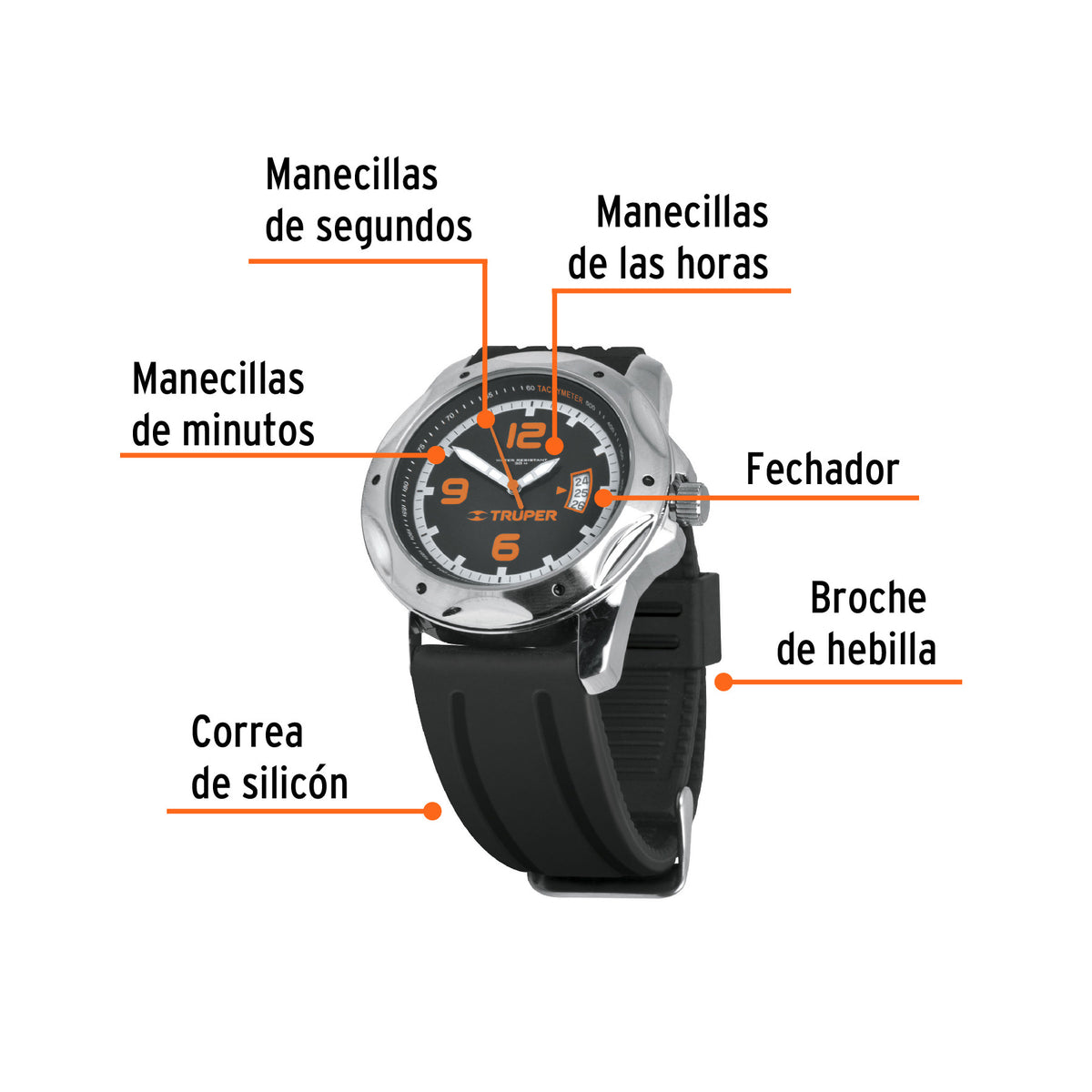 Reloj para caballero de cuarzo correa de plastico Truper