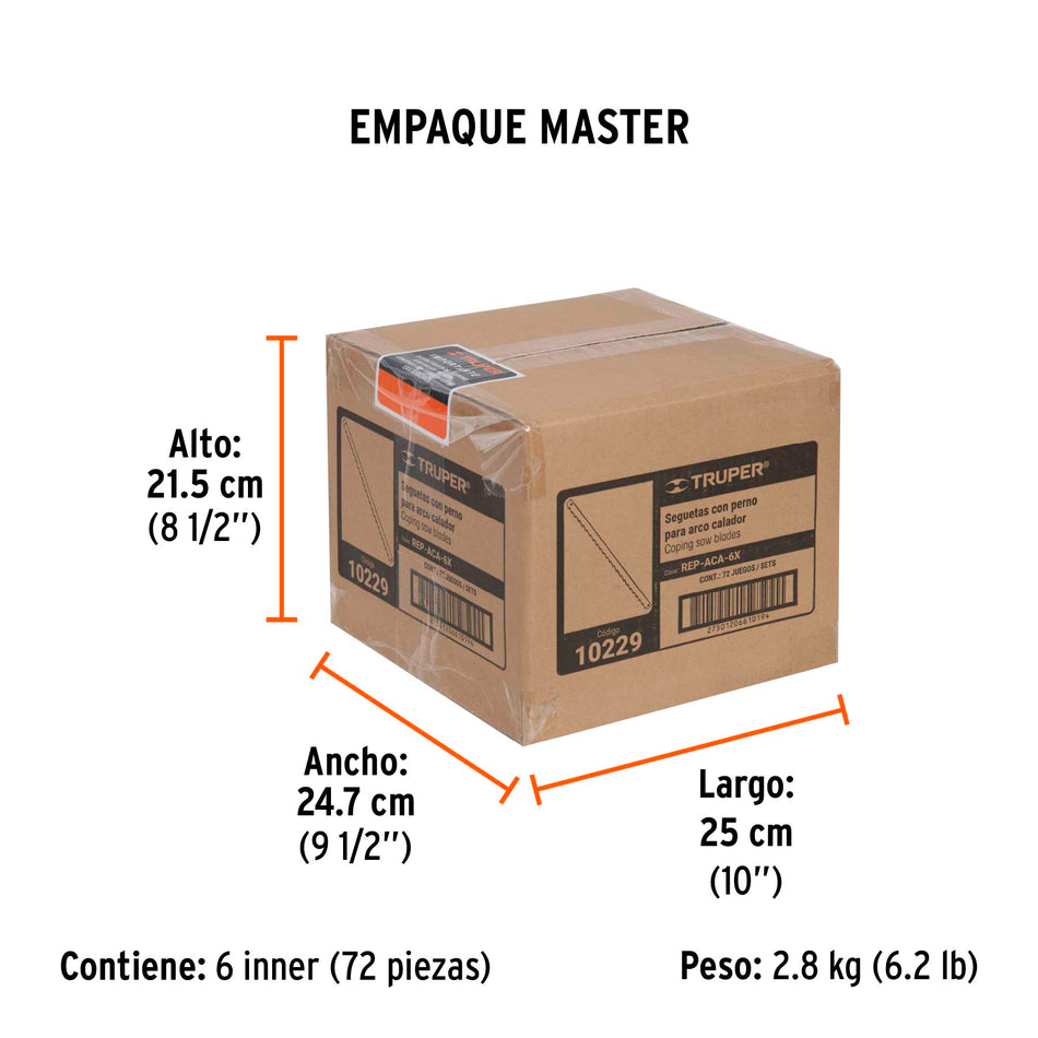 Blíster con 8 seguetas de repuesto para ACA-6X, Truper