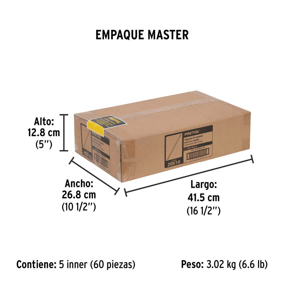 Blíster con 8 seguetas de repuesto para ACA-6, Pretul