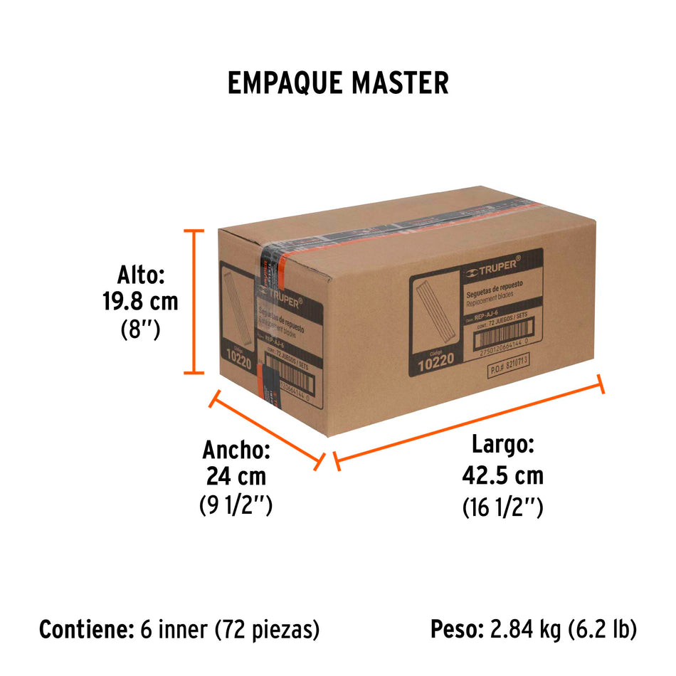 Blíster con 5 seguetas de repuesto para AJ-6, Truper