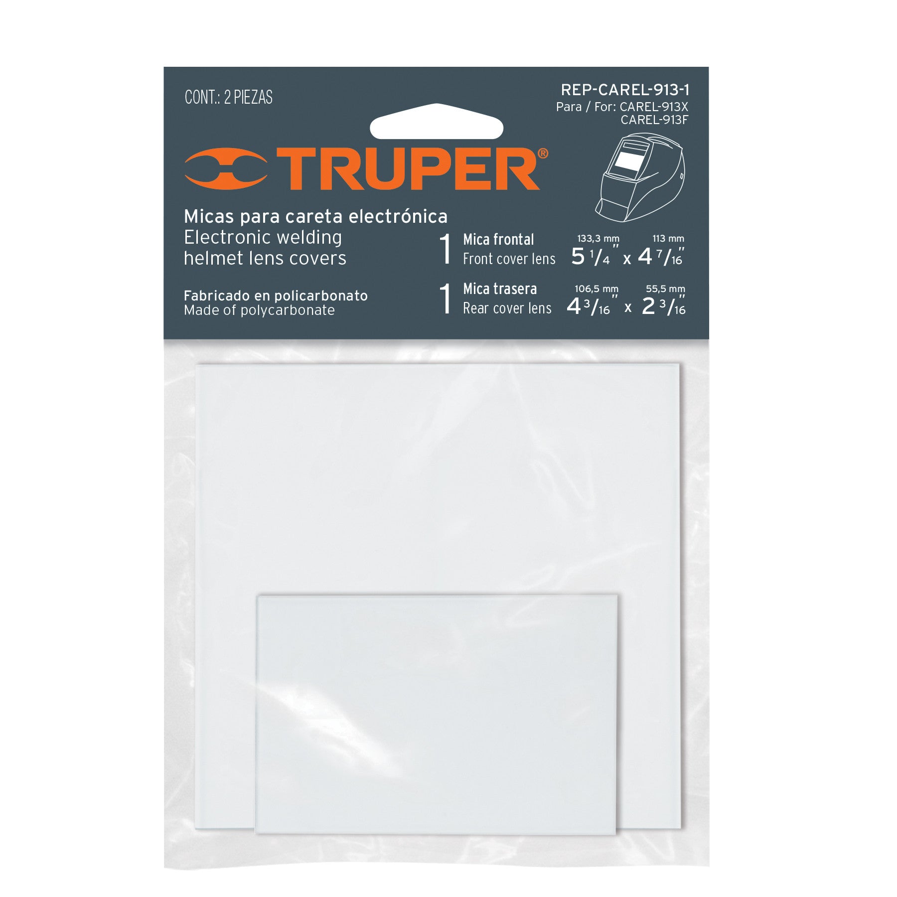 Bolsa c/2 micas para careta CAREL-913X y CAREL-913F TRUPER