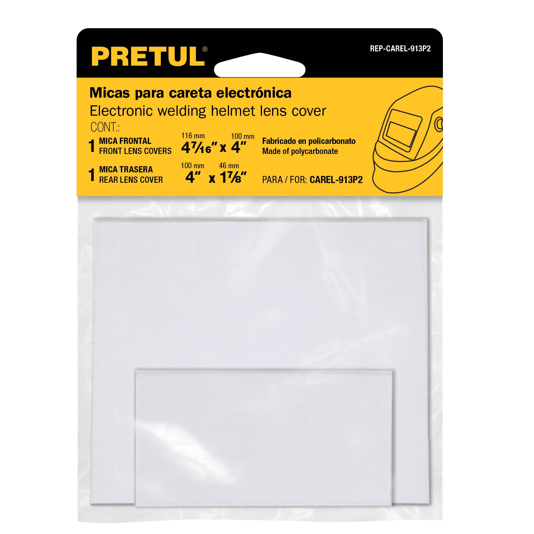 Bolsa c/2 micas para careta CAREL-913P2 PRETUL