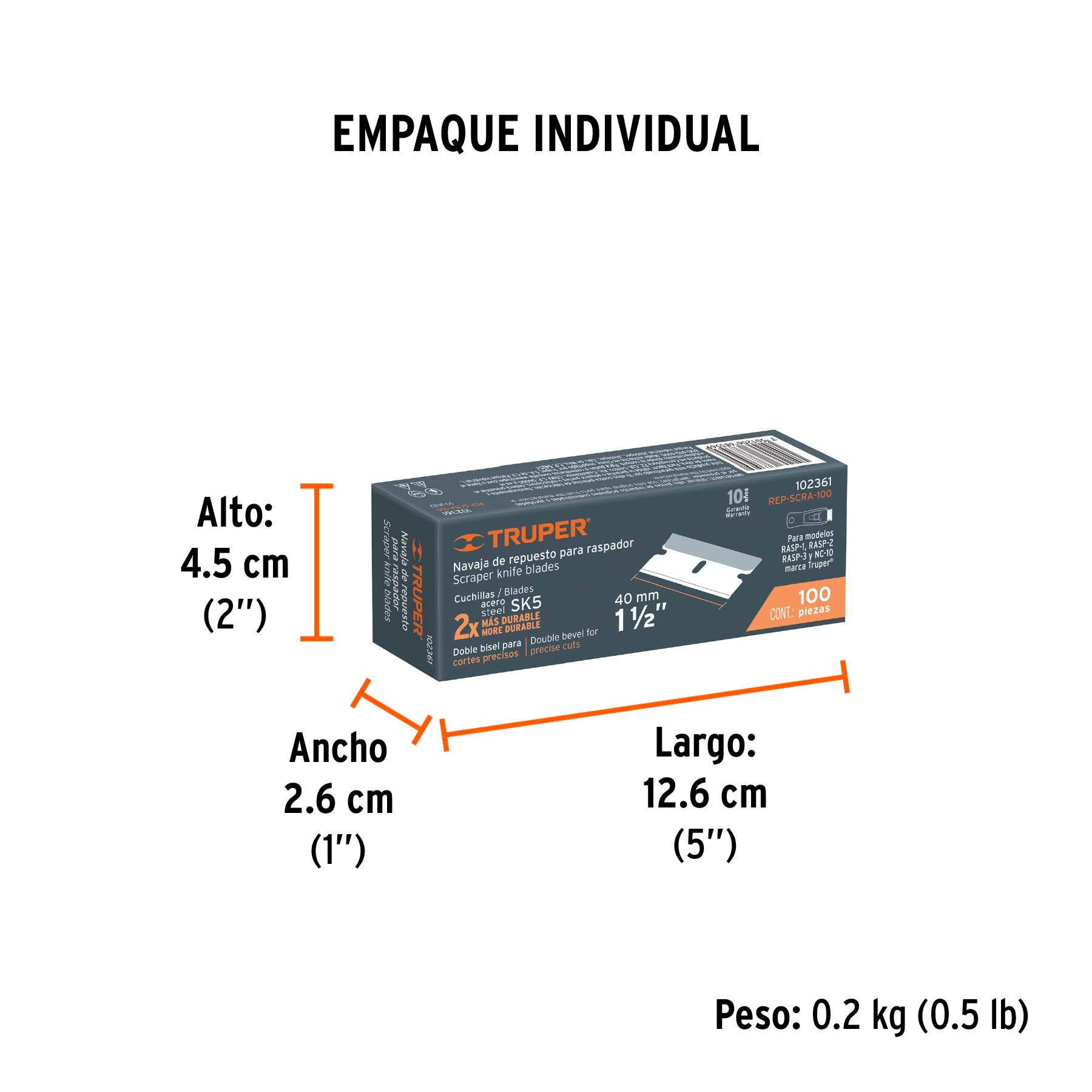 Caja con 100 cuchillas de repuesto para RASP-321 y NC-10