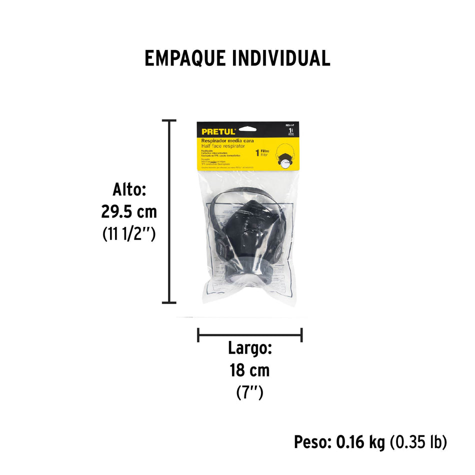 Respirador sin cartucho 1 filtro Pretul