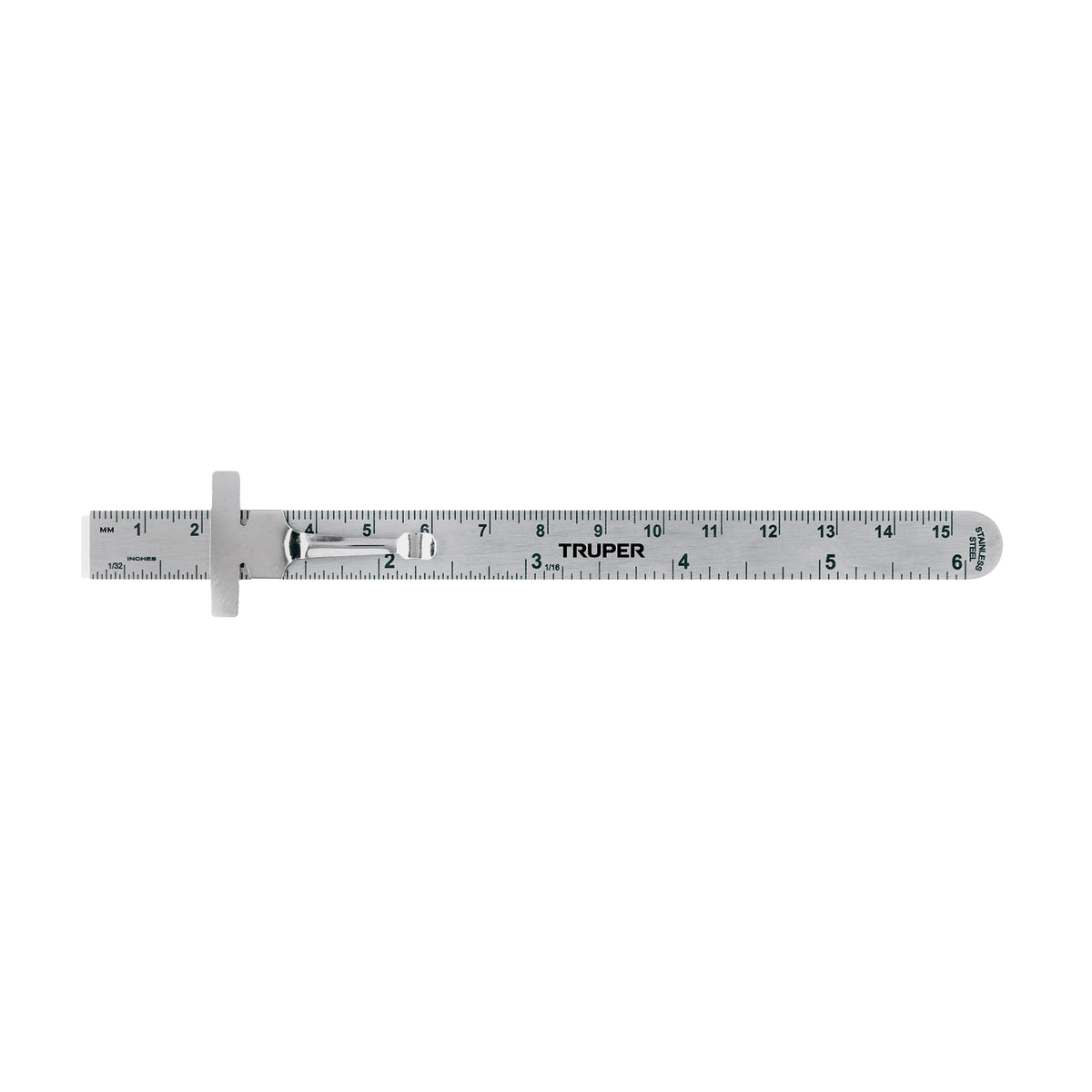 Regla 15 cm de acero inoxidable de bolsillo Truper