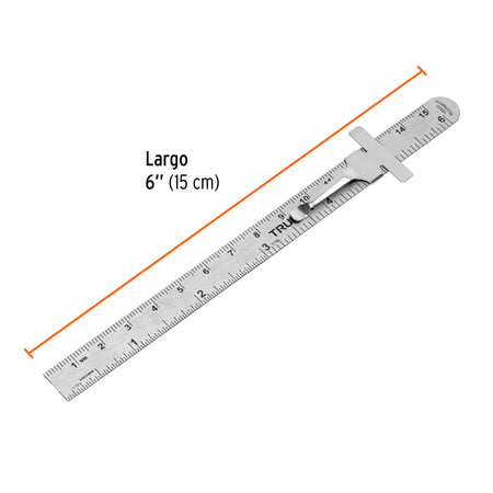 Regla 15 cm de acero inoxidable de bolsillo Truper