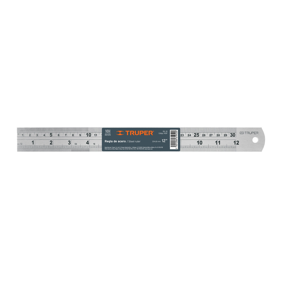 Regla 30 cm de acero inoxidable Truper