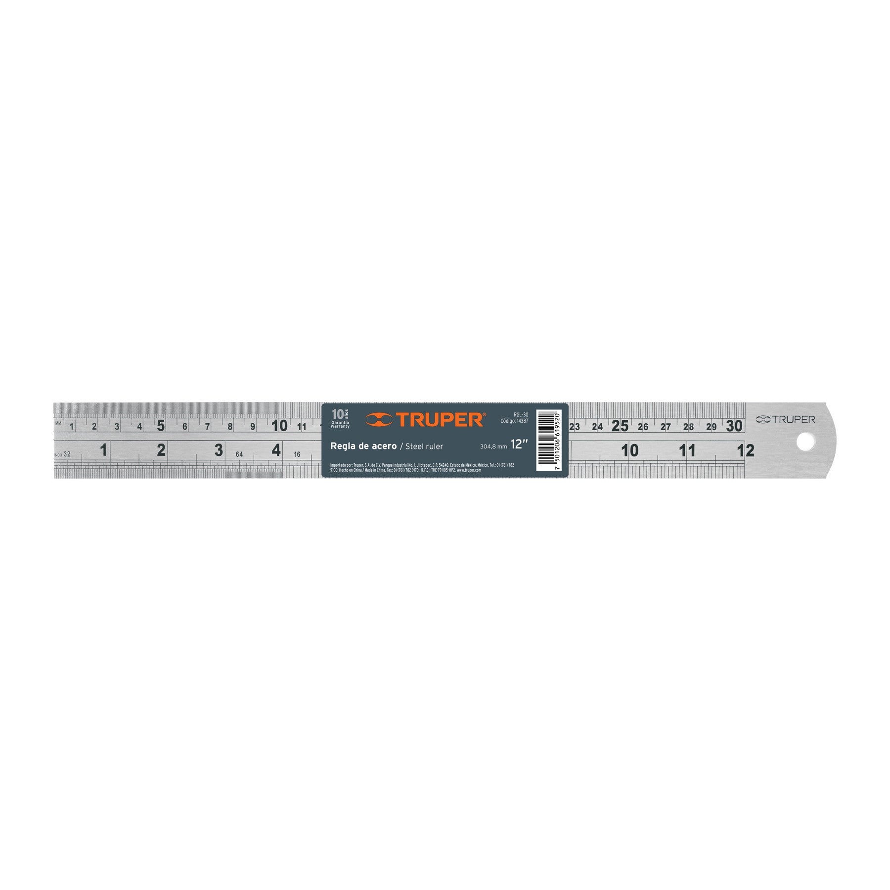 Regla 30 cm de acero inoxidable Truper