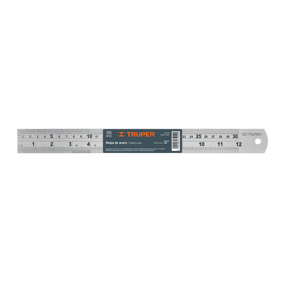 Regla 30 cm de acero inoxidable Truper
