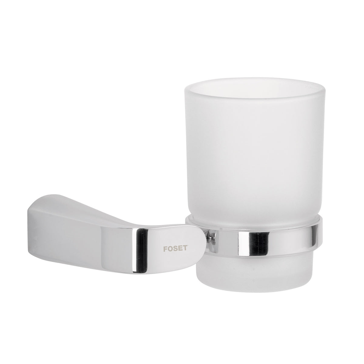 Portavaso cepillero cromo con vaso de vidrio FOSET RIVIERA