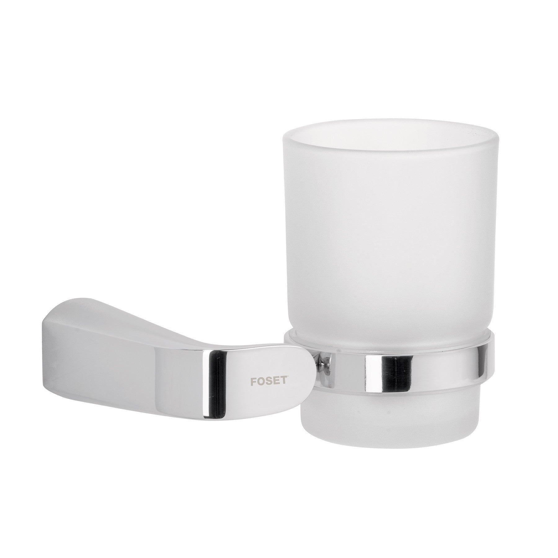 Portavaso cepillero cromo con vaso de vidrio FOSET RIVIERA