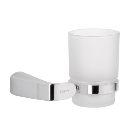 Portavaso cepillero cromo con vaso de vidrio FOSET RIVIERA