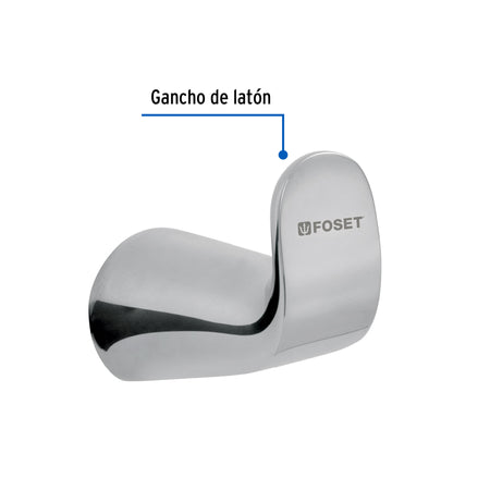 Gancho sencillo de laton acabado cromo para toalla RIVIERA