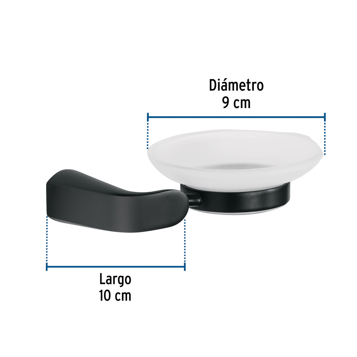 Jabonera con plato de vidrio, negro, FOSET RIVIERA