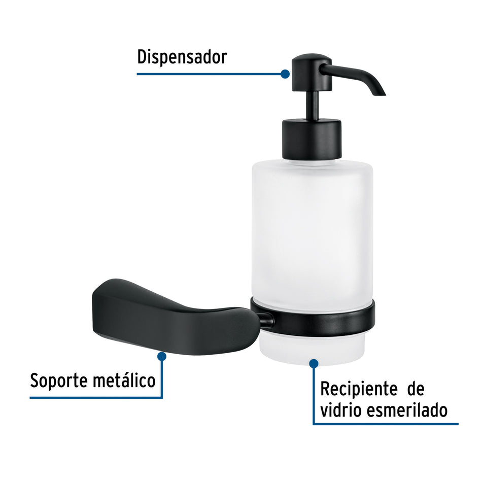 Dispensador de jabón a pared, negro, FOSET RIVIERA