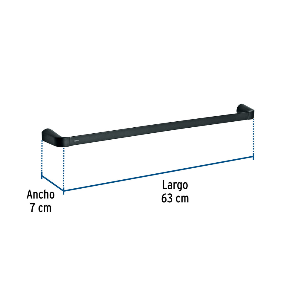 Toallero de barra largo, negro, FOSET RIVIERA