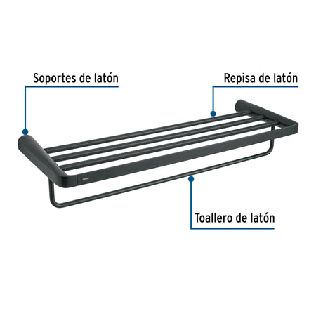 Repisa portatoallas, negro, FOSET RIVIERA