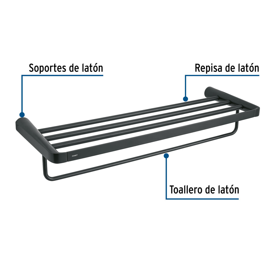 Repisa portatoallas, negro, FOSET RIVIERA