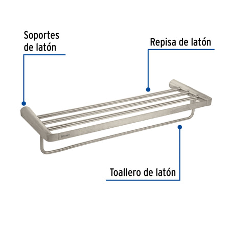 Repisa de laton portatoalla en acabado satin FOSET RIVIERA