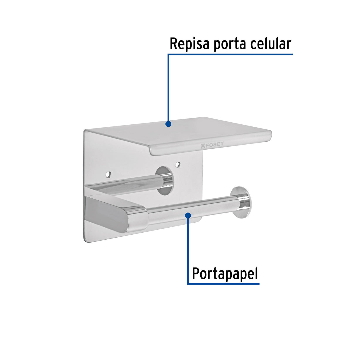 Portarrollo cromo con soporte para celular FOSET RIVIERA
