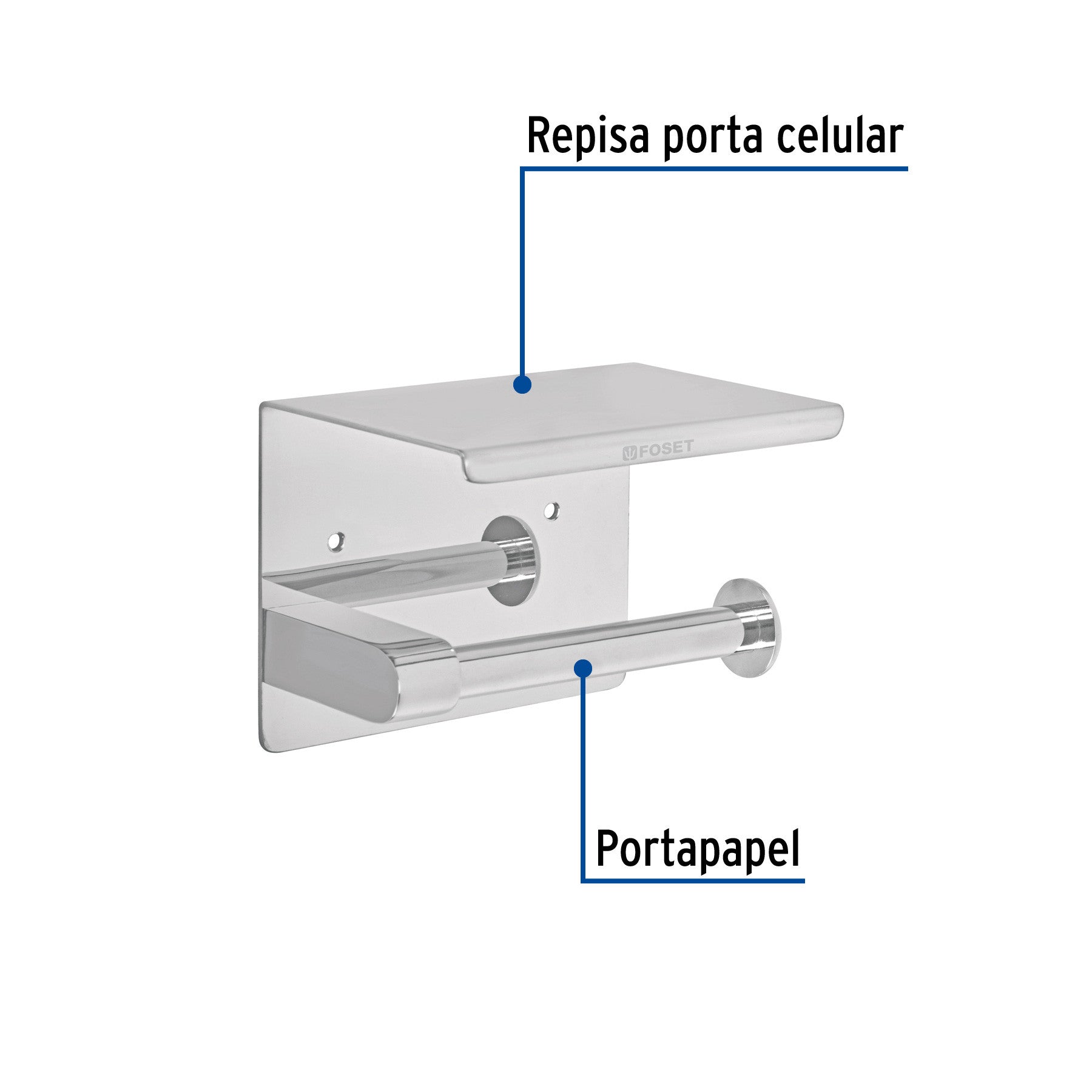 Portarrollo cromo con soporte para celular FOSET RIVIERA